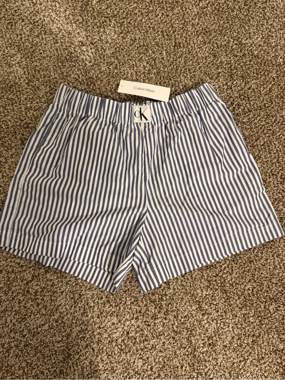 Calvin Klein Navy & White Striped Women's Bermuda Shorts